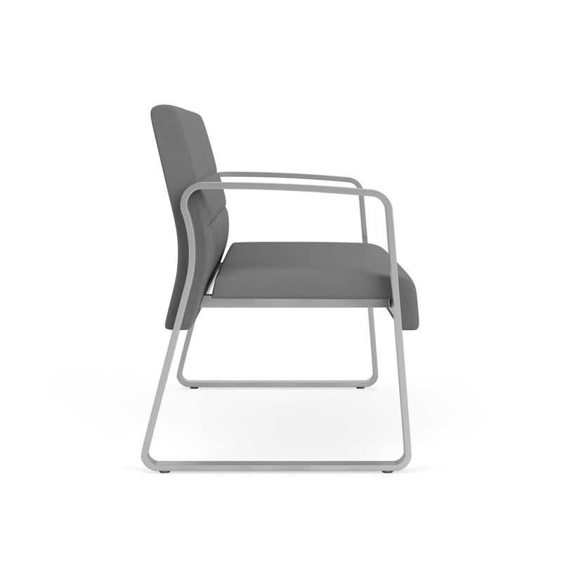 Waterfall Reception Waiting Room Sled Base Loveseat / Silver Steel / Light Gray