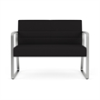 Waterfall Reception Waiting Room Sled Base Loveseat / Silver Steel / Black