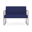 Waterfall Reception Waiting Room Sled Base Loveseat / Silver Steel / Blue