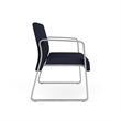 Waterfall Reception Waiting Room Sled Base Loveseat / Silver Steel / Navy Blue