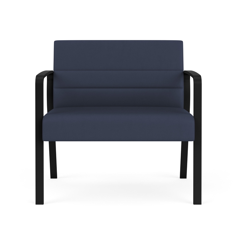 Waterfall Reception Waiting Room Healthcare Bariatic Chair / Black Steel / Blue