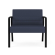 Waterfall Reception Waiting Room Healthcare Bariatic Chair / Black Steel / Blue