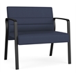 Waterfall Reception Waiting Room Healthcare Bariatic Chair / Black Steel / Blue