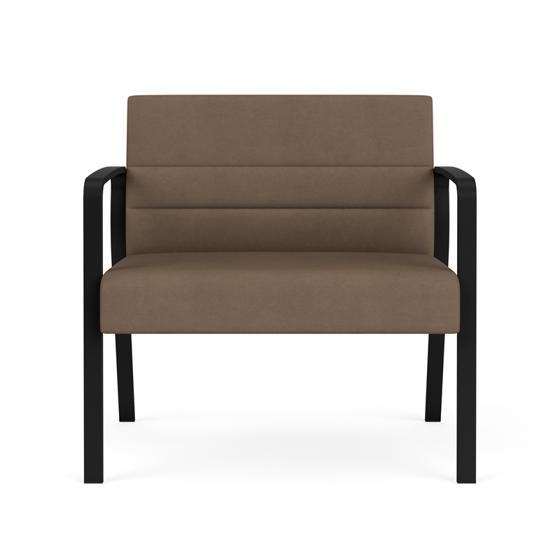 Waterfall Reception Waiting Room Healthcare Bariatic Chair / Black Steel / Brown