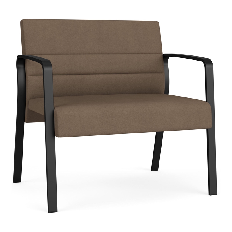 Waterfall Reception Waiting Room Healthcare Bariatic Chair / Black Steel / Brown