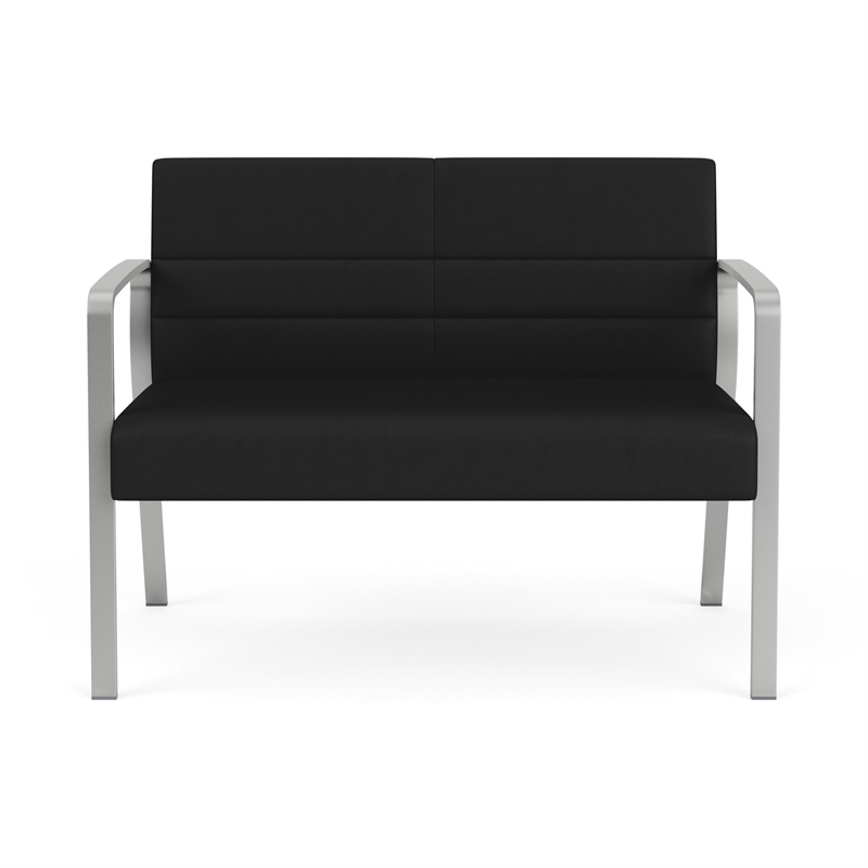 Waterfall Reception Waiting Room Healthcare Loveseat / Silver Steel / Black