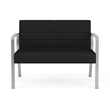 Waterfall Reception Waiting Room Healthcare Loveseat / Silver Steel / Black
