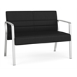Waterfall Reception Waiting Room Healthcare Loveseat / Silver Steel / Black