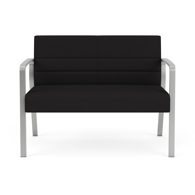 Waterfall Reception Waiting Room Healthcare Loveseat / Silver Steel / Black