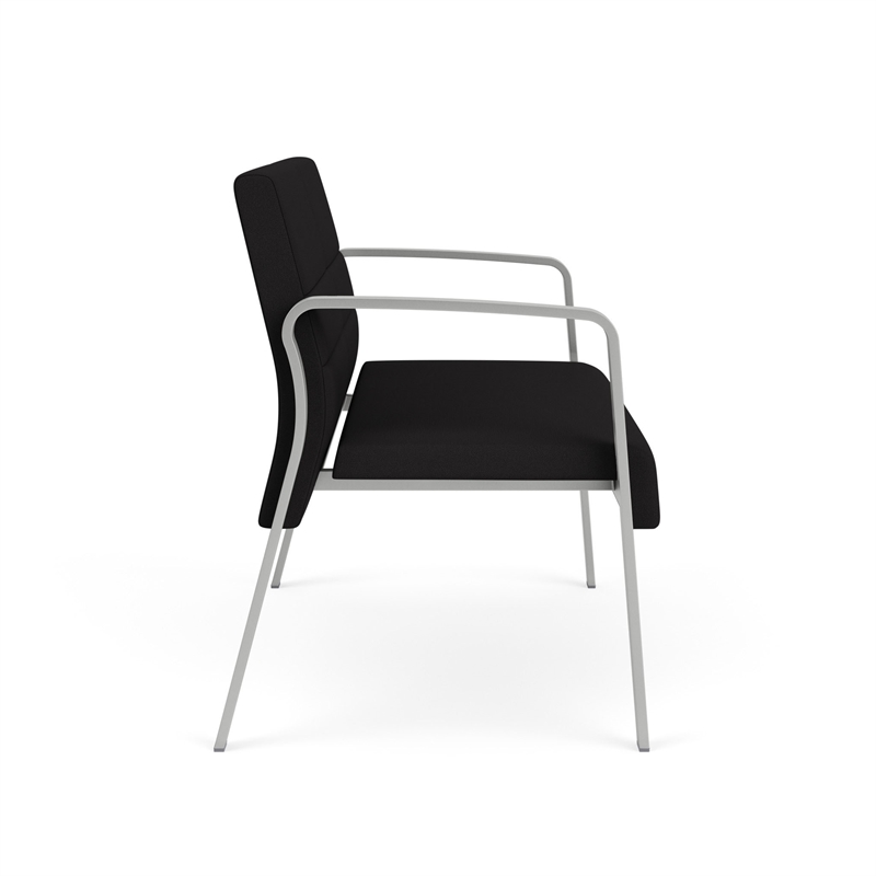 Waterfall Reception Waiting Room Healthcare Loveseat / Silver Steel / Black