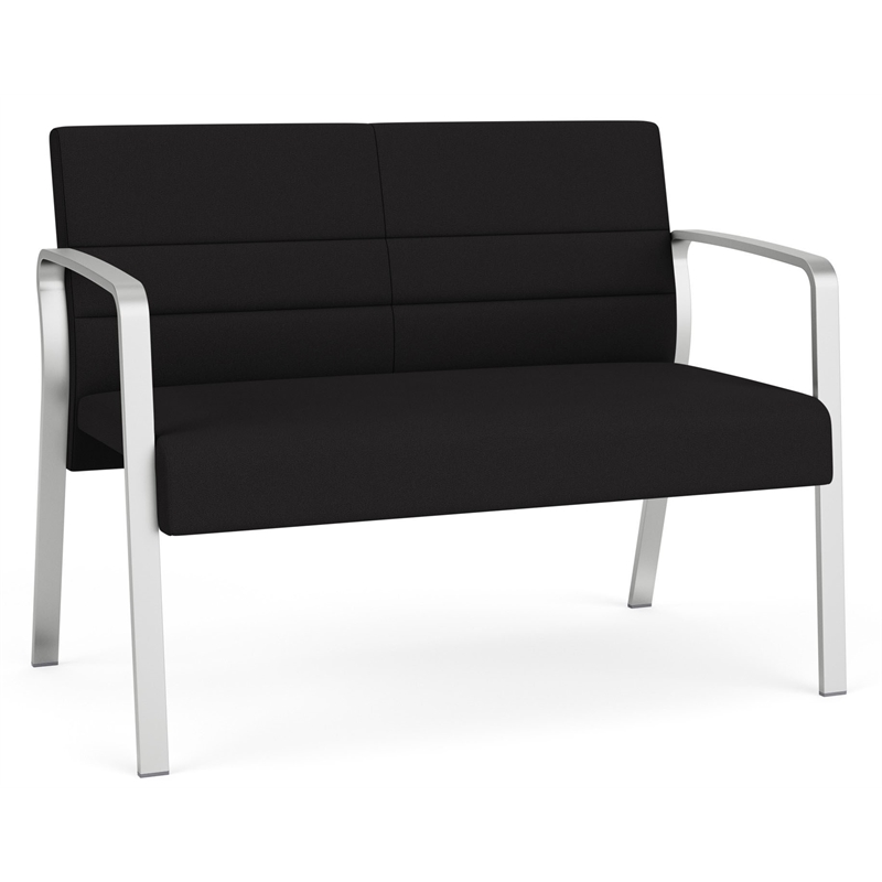 Waterfall Reception Waiting Room Healthcare Loveseat / Silver Steel / Black