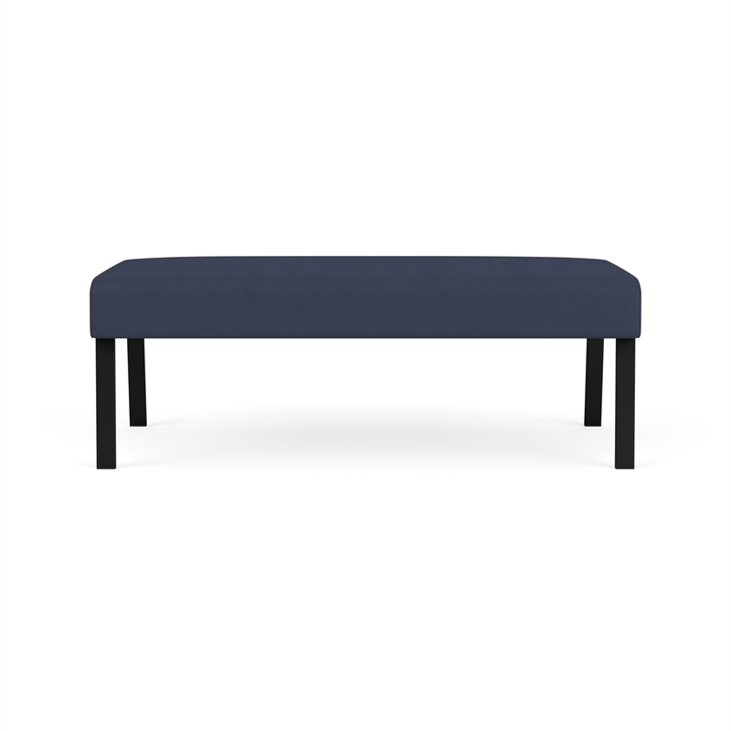 Waterfall Reception Waiting Room Healthcare 2-Seat Bench / Black Steel / Blue