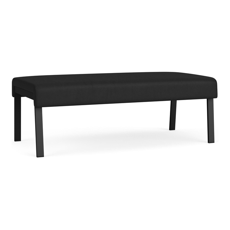 Waterfall Reception Waiting Room Healthcare 2-Seat Bench / Black Steel / Black
