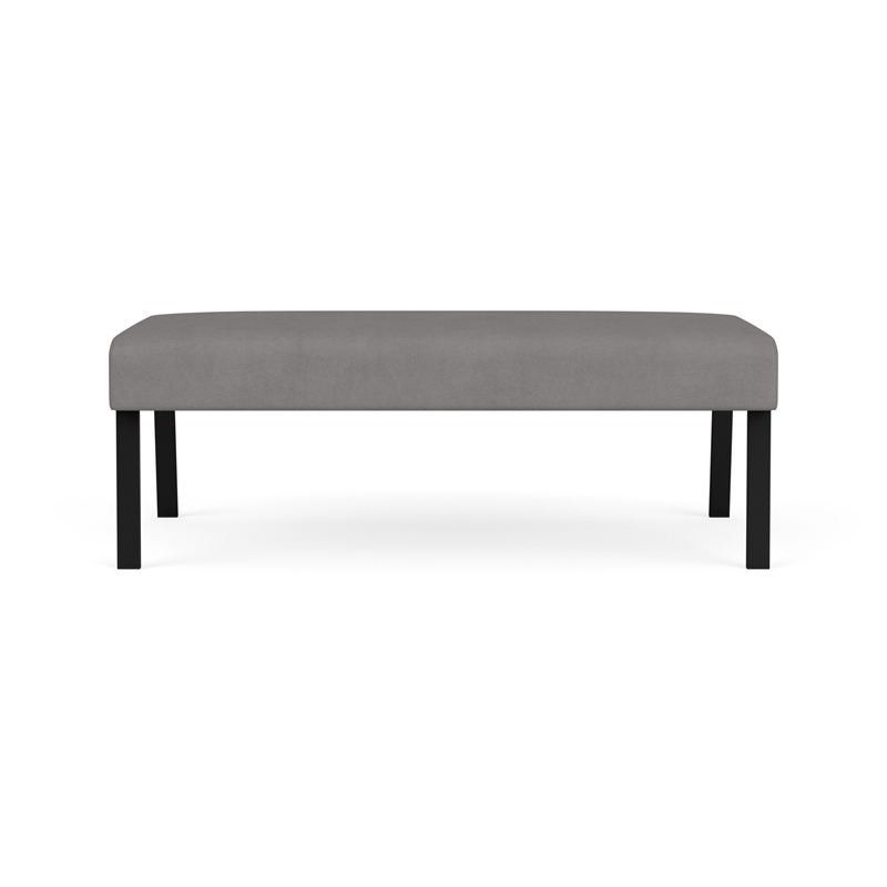 Waterfall Reception Waiting Room 2-Seat Bench / Black Steel / Light Gray