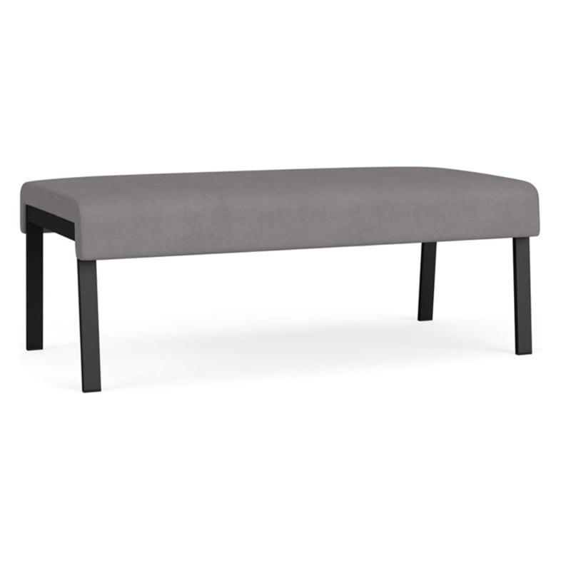 Waterfall Reception Waiting Room 2-Seat Bench / Black Steel / Light Gray