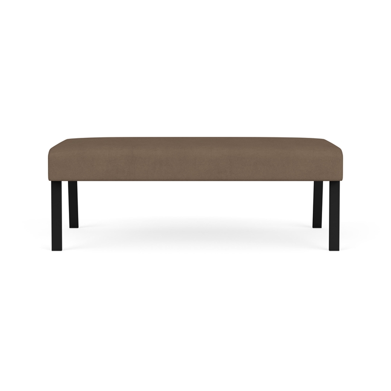 Waterfall Reception Waiting Room Healthcare 2-Seat Bench / Black Steel / Brown