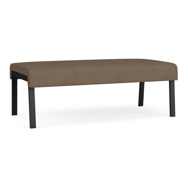 Waterfall Reception Waiting Room Healthcare 2-Seat Bench / Black Steel / Brown