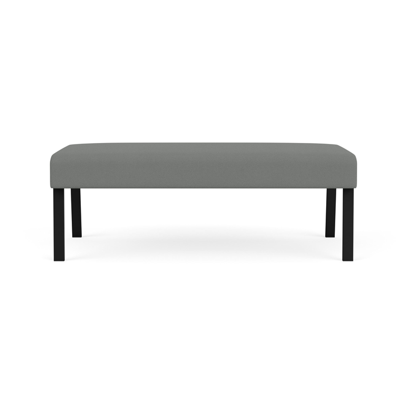 Waterfall Reception Waiting Room 2-Seat Bench / Black Steel / Light Gray