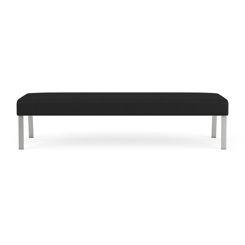 Waterfall Reception Waiting Room Healthcare 3-Seat Bench / Silver Steel / Black
