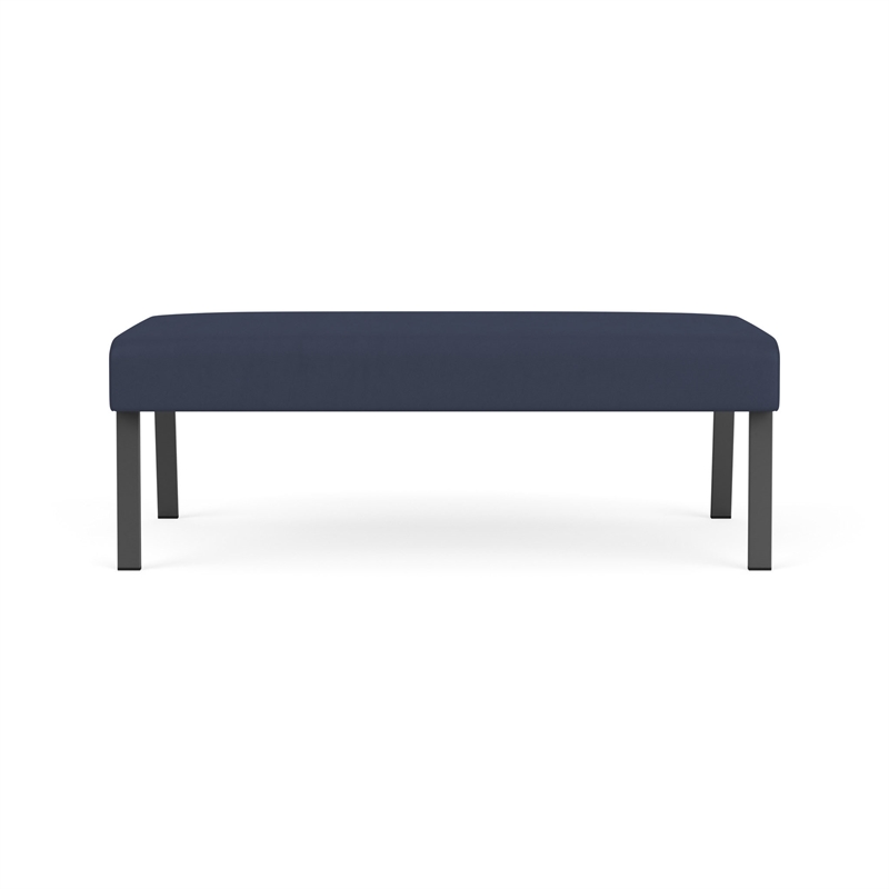 Waterfall Reception Waiting Room Healthcare 2-Seat Bench / Charcoal Steel / Blue