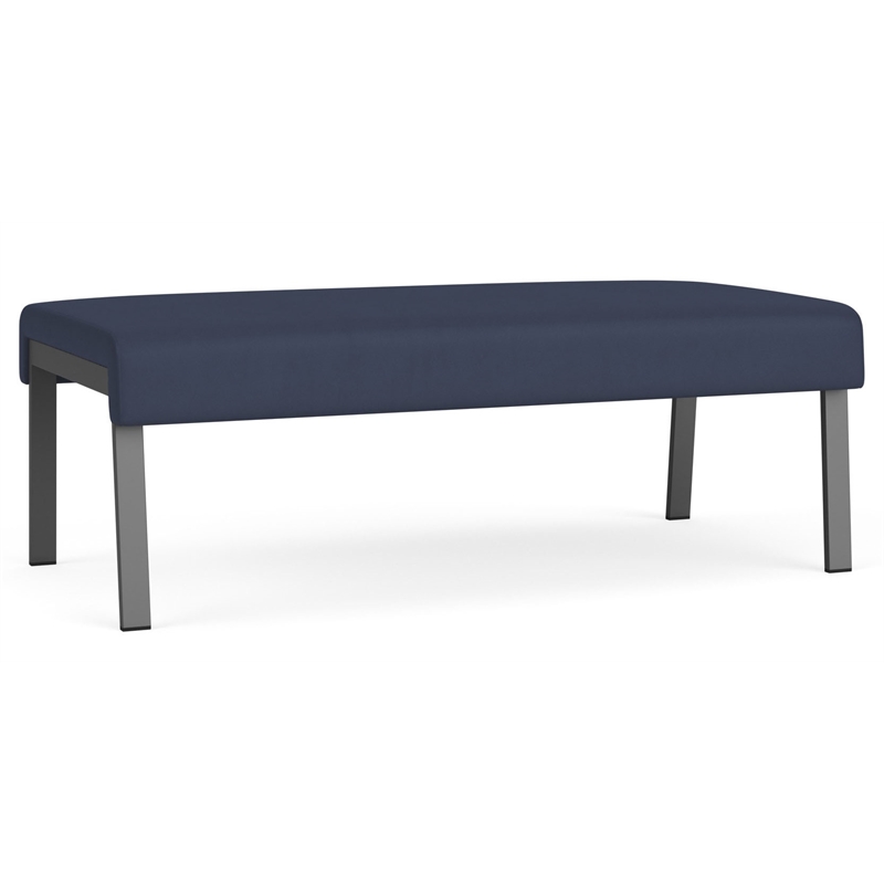 Waterfall Reception Waiting Room Healthcare 2-Seat Bench / Charcoal Steel / Blue