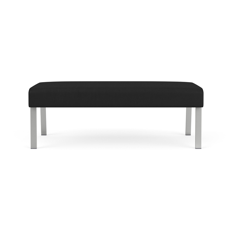 Waterfall Reception Waiting Room Healthcare 2-Seat Bench / Silver Steel / Black