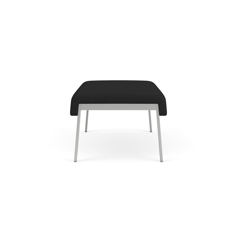 Waterfall Reception Waiting Room Healthcare 2-Seat Bench / Silver Steel / Black