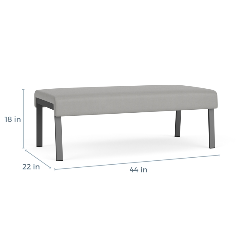 Waterfall Reception Waiting Room Healthcare 2-Seat Bench / Silver Steel / Black