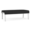 Waterfall Reception Waiting Room Healthcare 2-Seat Bench / Silver Steel / Black