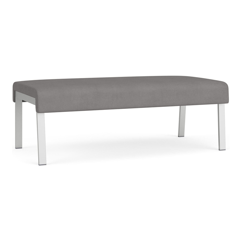 Waterfall Reception Waiting Room 2-Seat Bench / Silver Steel / Light Gray