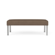 Waterfall Reception Waiting Room Healthcare 2-Seat Bench / Silver Steel / Brown