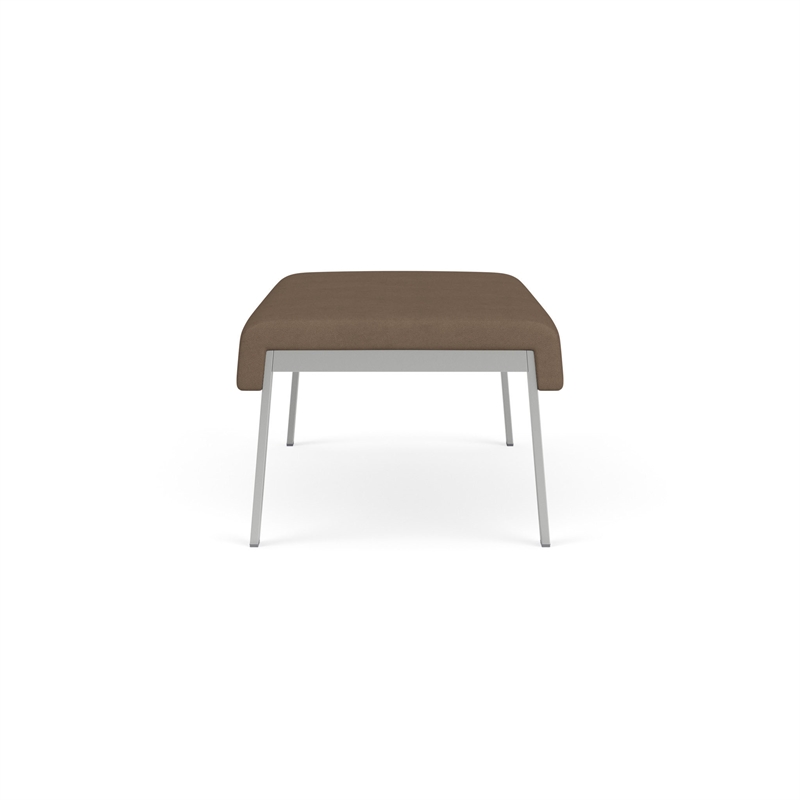 Waterfall Reception Waiting Room Healthcare 2-Seat Bench / Silver Steel / Brown