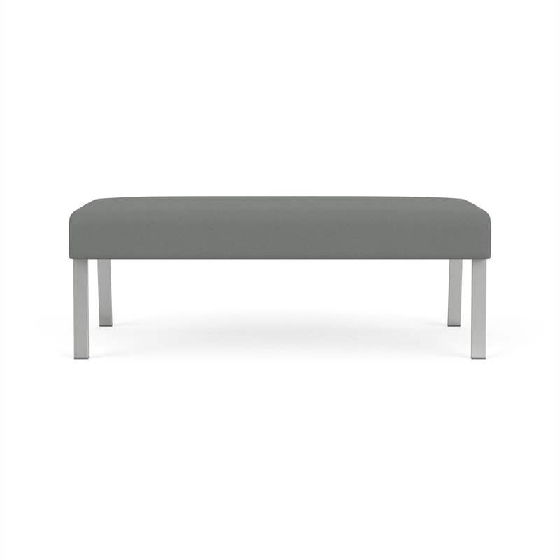 Waterfall Reception Waiting Room 2-Seat Bench / Silver Steel / Light Gray