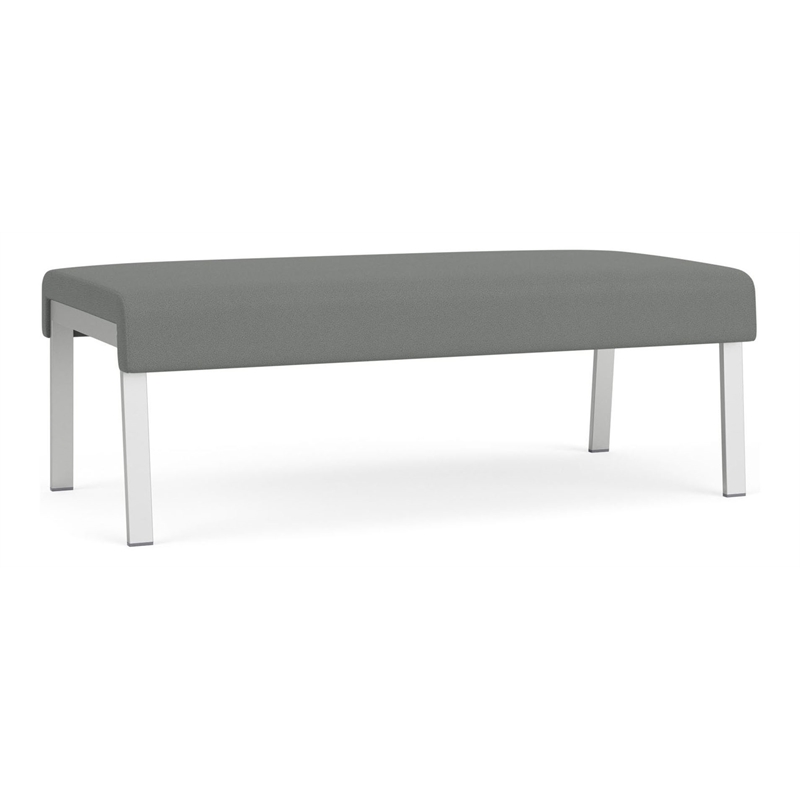 Waterfall Reception Waiting Room 2-Seat Bench / Silver Steel / Light Gray
