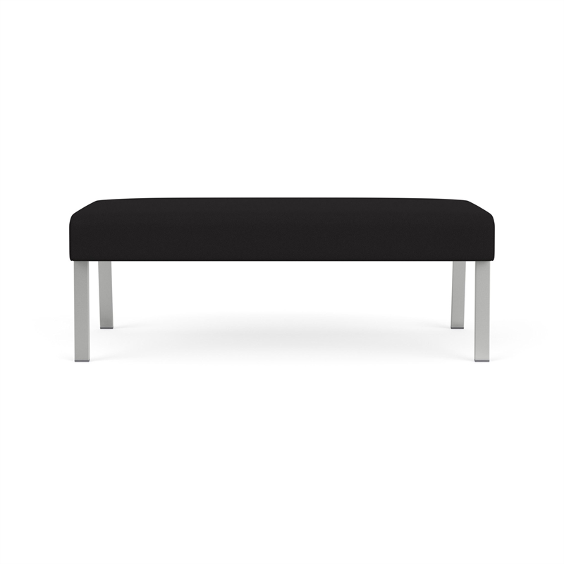 Waterfall Reception Waiting Room Healthcare 2-Seat Bench / Silver Steel / Black