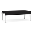Waterfall Reception Waiting Room Healthcare 2-Seat Bench / Silver Steel / Black