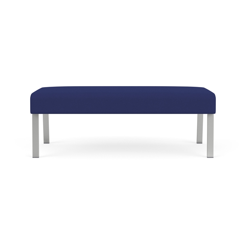 Waterfall Reception Waiting Room Healthcare 2-Seat Bench / Silver Steel / Blue