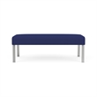 Waterfall Reception Waiting Room Healthcare 2-Seat Bench / Silver Steel / Blue
