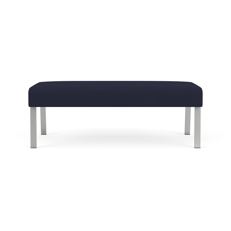 Waterfall Reception Waiting Room 2-Seat Bench Dark / Silver Steel / Navy Blue