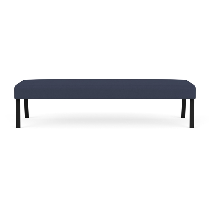 Waterfall Reception Waiting Room Healthcare 3-Seat Bench / Black Steel / Blue
