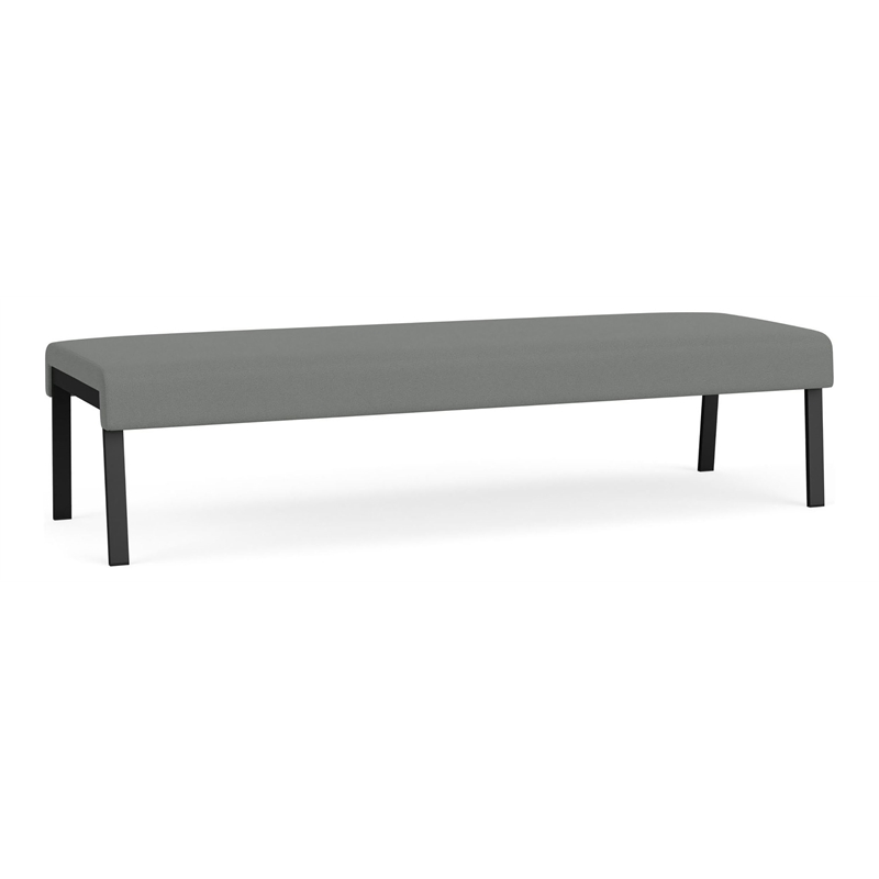 Waterfall Reception Waiting Room 3-Seat Bench / Black Steel / Light Gray