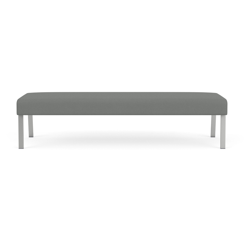 Waterfall Reception Waiting Room 3-Seat Bench / Silver Steel / Light Gray