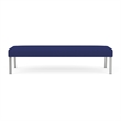 Waterfall Reception Waiting Room Healthcare 3-Seat Bench / Silver Steel / Blue