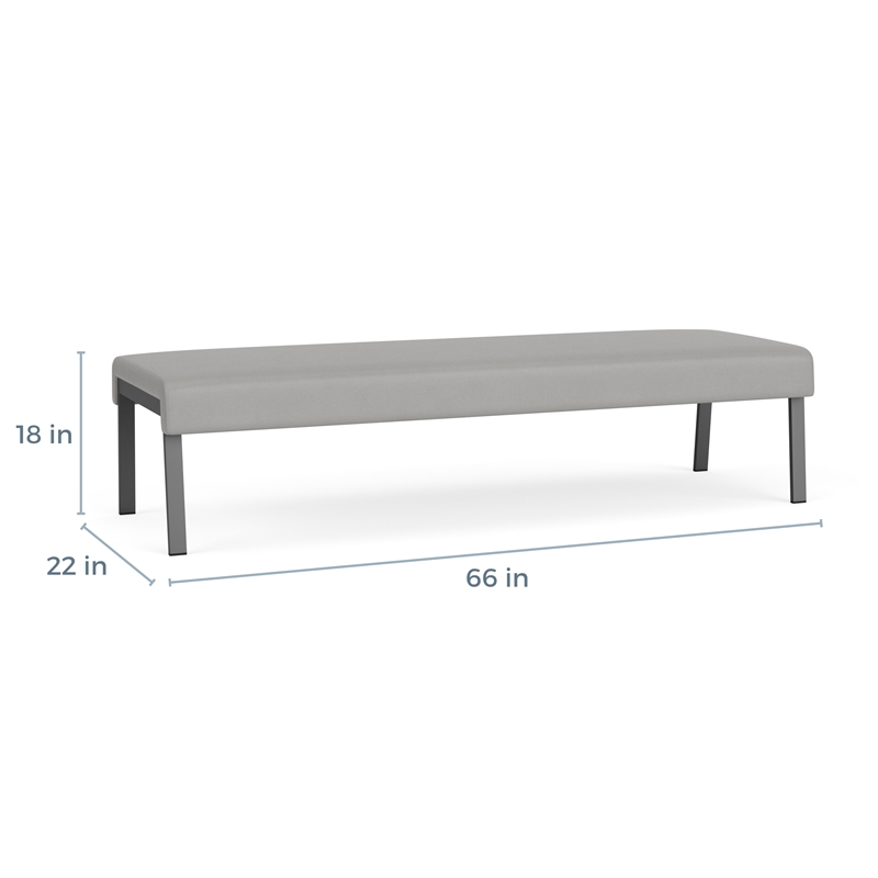 Waterfall Reception Waiting Room 3-Seat Bench / Silver Steel / Navy Blue
