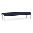 Waterfall Reception Waiting Room 3-Seat Bench / Silver Steel / Navy Blue