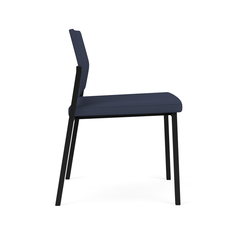 Avon Reception Waiting Armless Chair UPH Seat Back / Black Steel / Blue