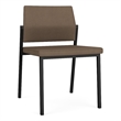 Avon Reception Waiting Armless Chair UPH Seat Back / Black Steel / Brown