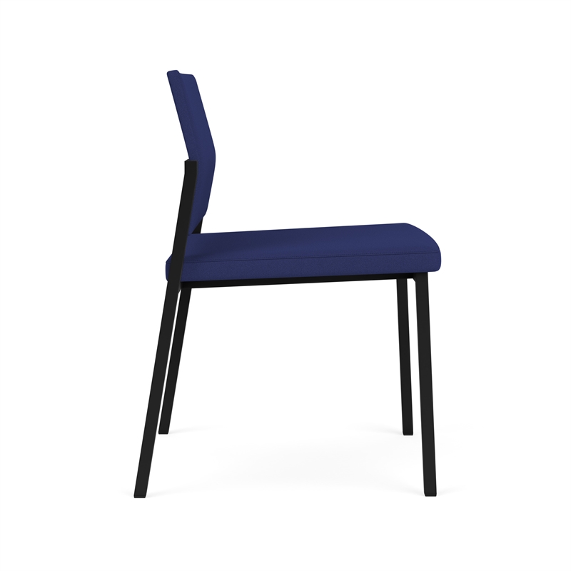 Avon Reception Waiting Armless Chair UPH Seat Back / Black Steel / Blue