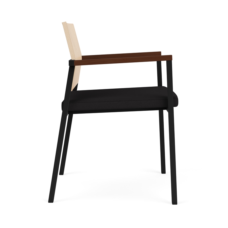 Avon Reception Guest Chair UPH Seat HPL Back / Black Steel / Natural / Black