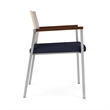 Avon Reception Guest Chair UPH Seat HPL Back / Silver / Mahogany / Navy Blue